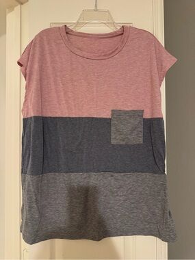 Colorblock Pocket Tee - Pink, Navy, Gray